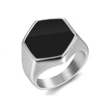 Stainless Steel Shiny Black Epoxy Men's Ring – Gifts for Him — 1