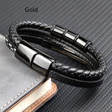 Punk Design Stainless Steel Leather Bracelet – Jewelry Gift Ideas — 7