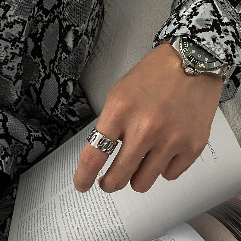 Men's Titanium Steel Hollow Ring – Gifts for Him — 1