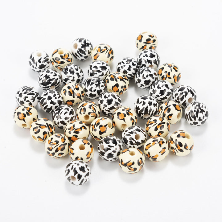 Leopard Pattern Cow Pattern Colored Wood Beads – Stylish Gifts — 1