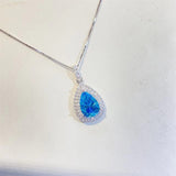 Ocean Blue Sapphire Water Drop Moissanite Pendant – Jewelry Gift Ideas — 4