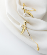 Beads Synthetic Pearl Ears Leaves Earrings – Meaningful Gifts — 3