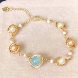 14k Gold Wrapped Yarn Hand-made Sapphire Bracelet – Jewelry Gift Ideas — 1
