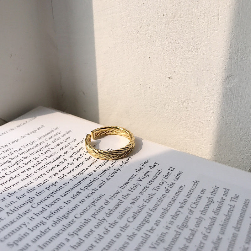 Olive branch braided twisted opening ring – Small Gift Ideas — 1
