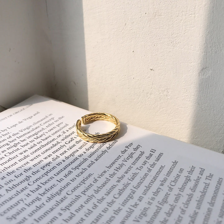 Olive branch braided twisted opening ring – Small Gift Ideas — 1