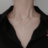 Square Stripe Diamond Round Double Necklace – Jewelry Gift Ideas — 1