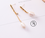Vintage geometric metal pearl asymmetric earrings – Surprise Gifts — 5