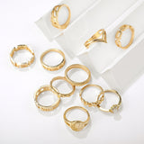 V-Shaped Geometric Diamond Alloy Ring Set – Birthday Gifts — 6