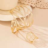 Fashion Hollowed-out Leaves Ring Bracelet Suit – Stylish Gifts — 2