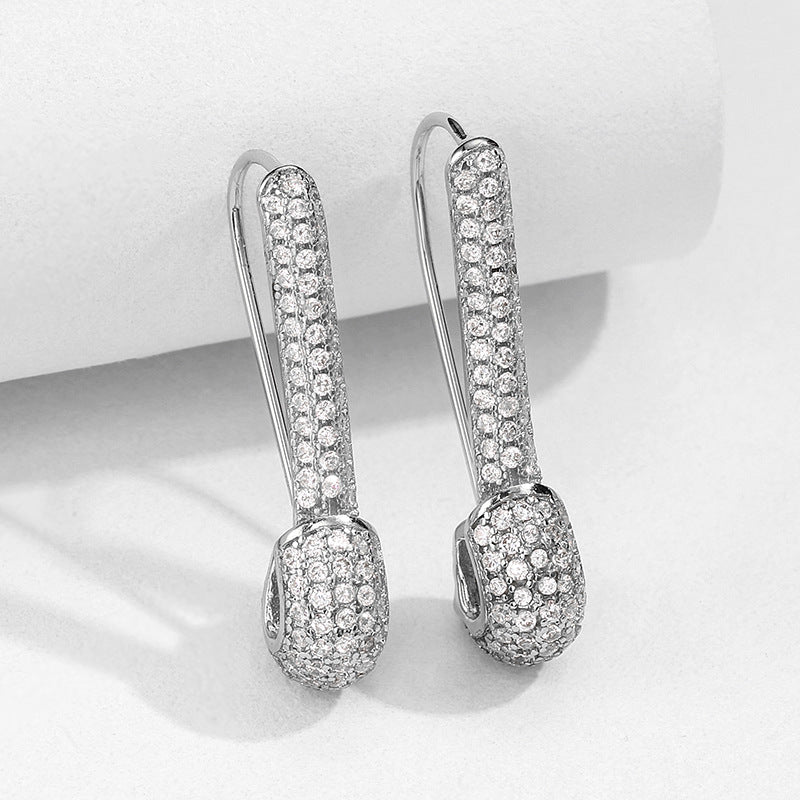 Pin Ear Clip-shaped Vintage Zircon Earrings For Women – Gifts for Her — 1