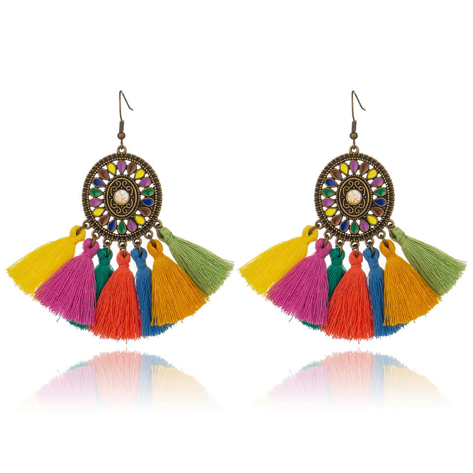 Fabric Tassel Large Version Sunflower Earrings – Unique Gift Ideas — 1