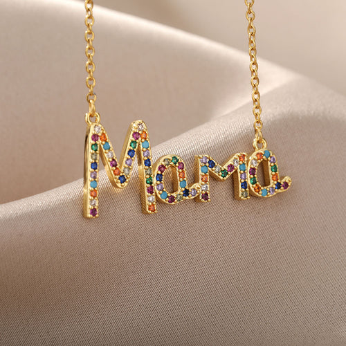 18k Copper Zircon Mom Square Pendant Necklace – Jewelry Gift Ideas — 2