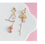 S925 Silver Needle Earrings Japanese Cat Fan – Cat Lover Gifts — 5