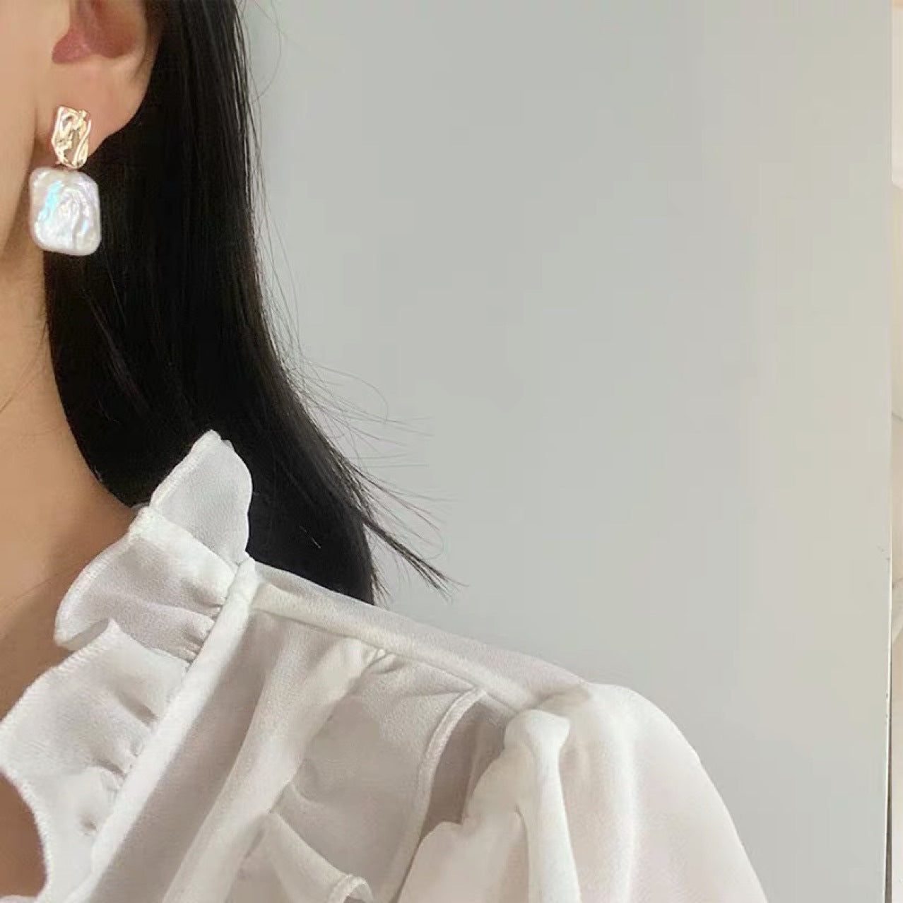 Natural Square Baroque Pearl Earrings – Stylish Gifts — 1
