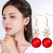 Short Festive Red Pearl Frosted Bead Earrings – Stylish Gifts — 9