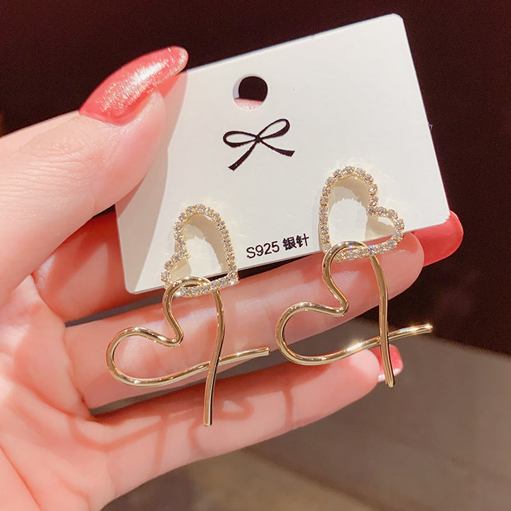 Zircon Love Heart Hanging Heart-shaped Earrings Women – Gifts for Her — 1