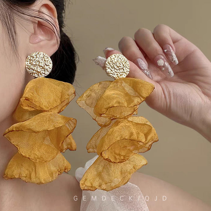 Retro Chiffon Petal Fringed Earrings – Birthday Gifts — 1