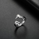 Titanium Steel Ornament Sausage Dog Adjustable Ring – Dog Lover Gifts — 4