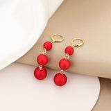 Women's Red Pearl Festive Earrings – Gifts for Her — 9