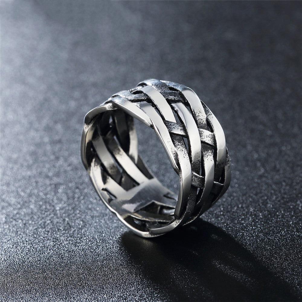 Personalized Retro Woven Extra Wide Ring – Birthday Gifts — 1