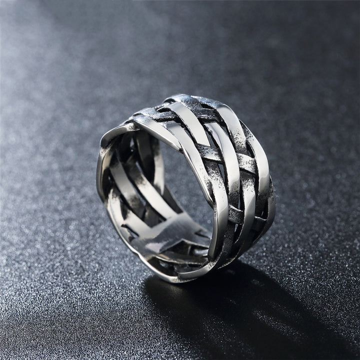 Personalized Retro Woven Extra Wide Ring – Birthday Gifts — 1