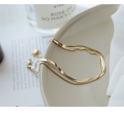 18K Rose Gold Plated Double Snake Bone Anklet – Meaningful Gifts — 2