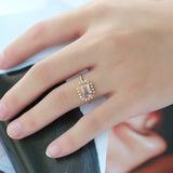Natural Color Treasure Amethyst Rectangular Ring Women – Gifts for Her — 5