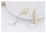 Wings Pearl Stud Earrings Asymmetrical Tassel Long – Birthday Gifts — 4