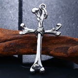 Vintage Titanium Steel Human Bone Cross Pendant – Jewelry Gift Ideas — 5