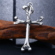 Vintage Titanium Steel Human Bone Cross Pendant – Jewelry Gift Ideas — 5