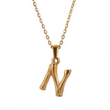 Hip Hop Bamboo 18K Stainless Steel Letter Pendant – Jewelry Gift Ideas — 9