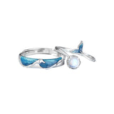 Men's And Women's Sterling Silver Moonstone Pair Ring – Gifts for Her — 2