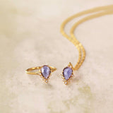Natural Brazilian Amethyst Water Drop Ring – Small Gift Ideas — 2