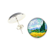Van Gogh Landscape Oil Painting Art Stud Earrings – Creative Gifts — 11