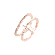 Simple Multi-layer Cross Gold-plated Inlaid Ring – Practical Gifts — 3
