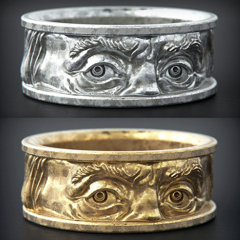 Men And Women Gaze At Embossed Alloy Ring – Gifts for Her — 1