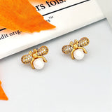 Women's Bee Pearl Grace Silver Stud Earrings – Gifts for Her — 10