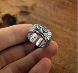 Thai Silver Black Lotus Heart Sutra Ring – Surprise Gifts — 7