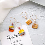 Geometric square colored striped square earrings – Practical Gifts — 5