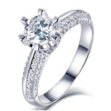 S925 Silver Ladies Middle Finger Six Prong Diamond Ring – Gift Ideas — 3