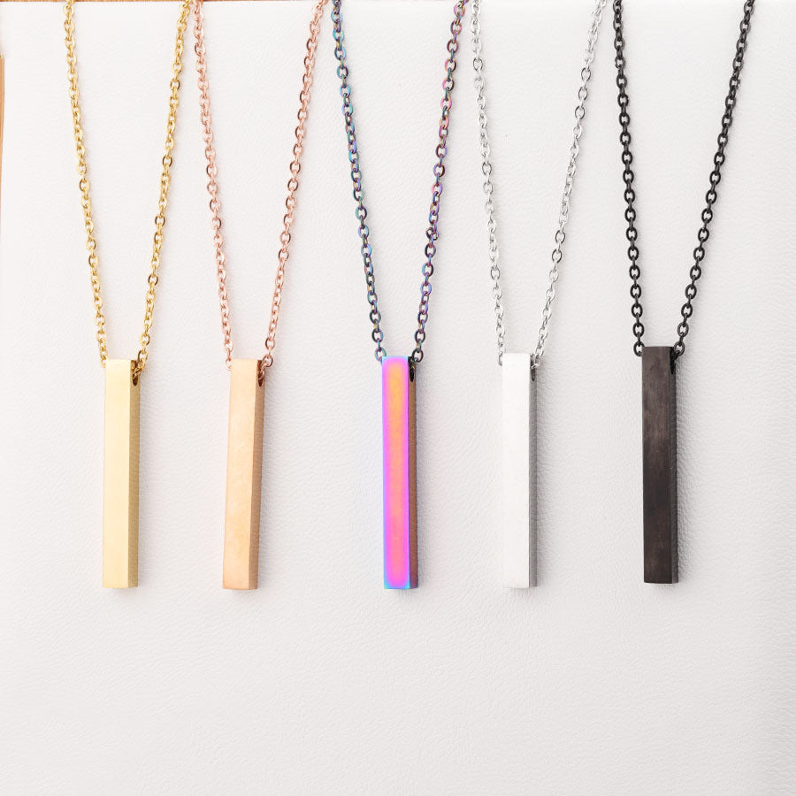 3D Engraved Bar Necklace – Jewelry Gift Ideas — 1
