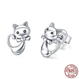 Cat Earrings S925 Sterling Silver Simple Personality – Cat Lover Gifts — 2