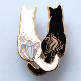 Cartoon black and white couple cat brooch – Jewelry Gift Ideas — 1