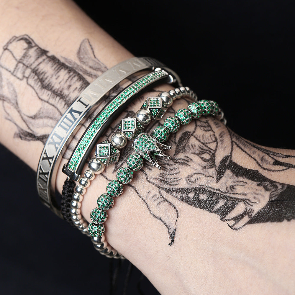 Men's Micropaved CZ Diamond Ball Crown Bracelet – Jewelry Gift Ideas — 1