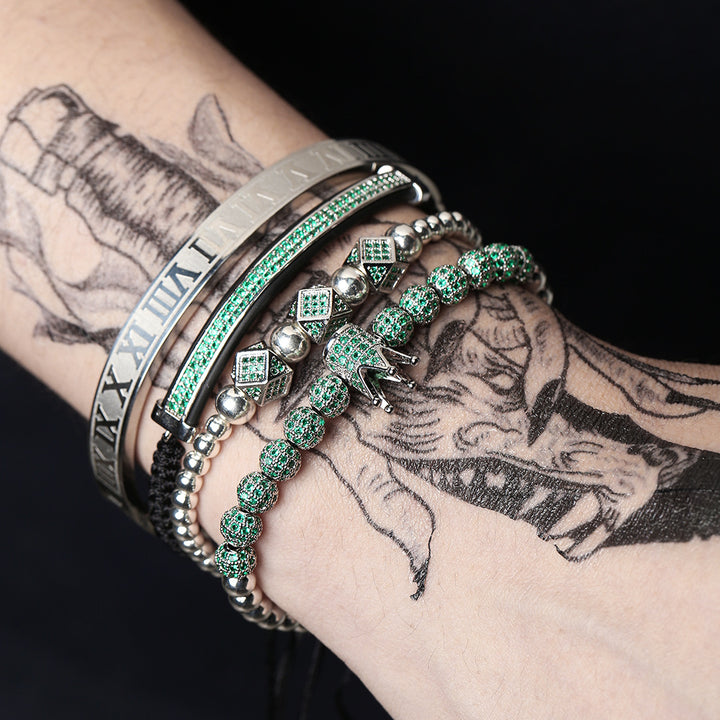 Men's Micropaved CZ Diamond Ball Crown Bracelet – Jewelry Gift Ideas — 1