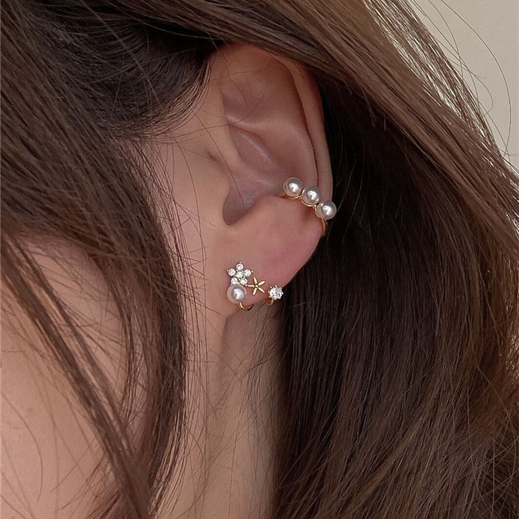 Flower Pearl Stud Earrings Small Earrings Sweet Ear – Birthday Gifts — 1