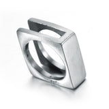 Men's Stylish Stainless Steel Square Hollow Ring – Gifts for Him — 2