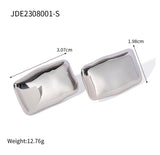 Retro 18K Gold Rectangular Matte Brushed Earrings – Thoughtful Gifts — 7