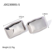 Retro 18K Gold Rectangular Matte Brushed Earrings – Thoughtful Gifts — 7