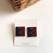 Geometric color drop oil stitching earrings – Stylish Gifts — 7